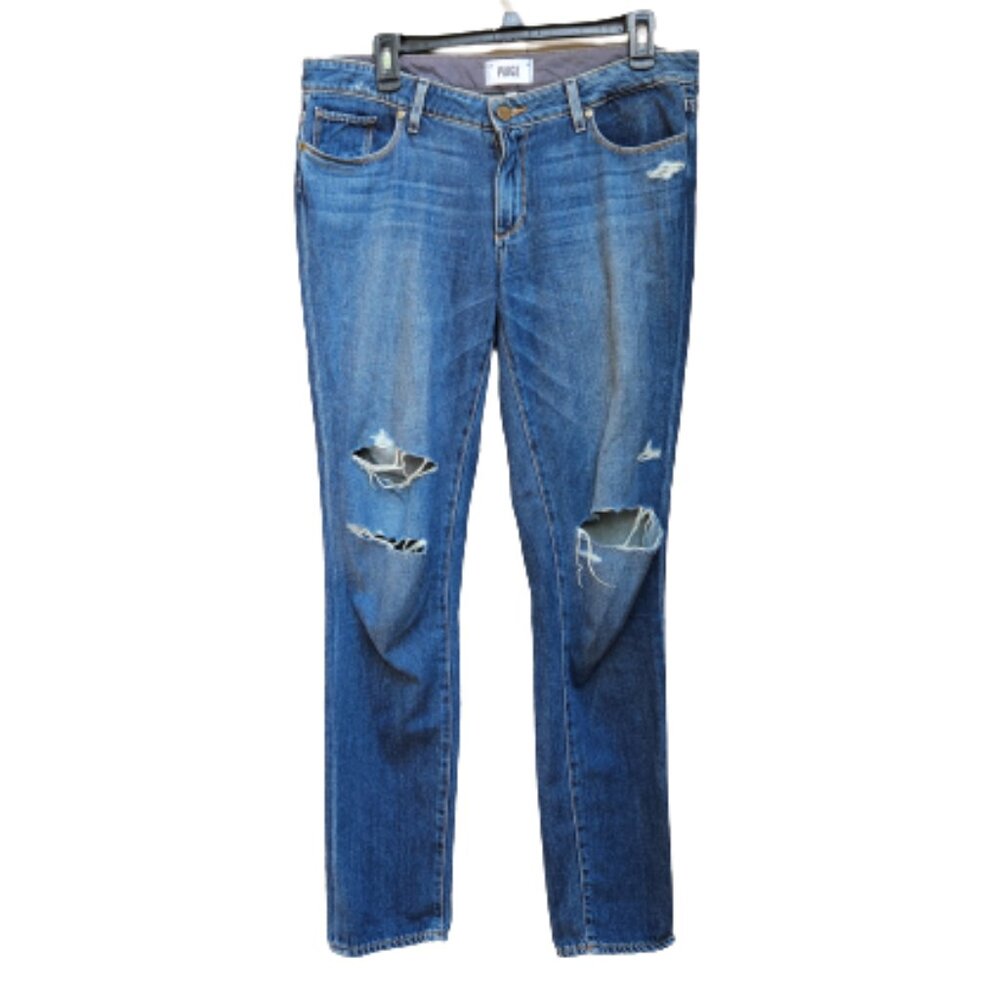 Paige Blue Jeans Jimmy Jimmy Skinny Medium Wash Distressed 222504 Cotton